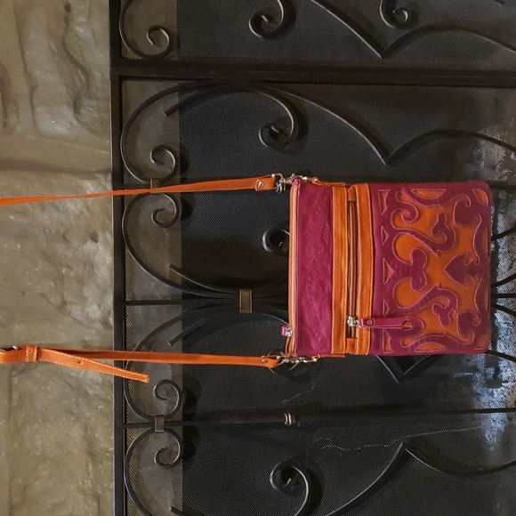 NWOT'S JL Saldivar pink and orange leather crossbody - Picture 2 of 10